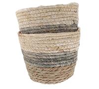 FONDOTIN 2pièces Paniers à Fleurs Paille Naturelle De Contenants Décoratifs Rectangulaires pour Plantes Décoration De Bureau Et Intérieure Touches Artisanales Fibres De Seagrass
