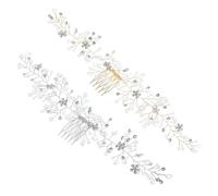 FONDOTIN 2pièces Peigne Cheveux Mariage Orné Strass Lot de Pinces Coiffure Fleur Cristal Accessoires pour Mariée Fiancées