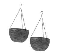 FONDOTIN 2pièces Pots De Fleurs Suspendus Plastique Nid Abeille pour Jardin Extérieur Jardinière Murale Moyenne Foncé