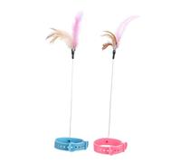 FONDOTIN 2pièces Taquin pour Chat avec Plumes Jouet Interactif Suspendu Collier pour Chat Intérieur Activité Stimulante pour Chaton