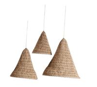FONDOTIN 3 Pièces Abat-jour Suspendu Coton et Lin Naturel Design Artisanal Tressé Main pour Chambres et Salons Style Éclairage Doux et Respirant