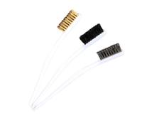 FONDOTIN 3 pièces Brosse Métallique Manuelle Laiton Acier Inoxydable et Poils de Sanglier Brosses à Fil pour Nettoyage Rouille Soudure et Résidus les Espaces Étroits