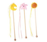 FONDOTIN 3 pièces Jeu Interactif pour Chat Professionnel Bâtonnet Bois avec Peluche Lune Tournesol et Étoile de Mer Dentaire pour Chatons Nettoyage et Exercice des Dents Couleur Aléatoire