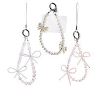 FONDOTIN 3 pièces Lanières de Poignet pour Téléphone avec Breloques Noeud Rose et Bleu Chaînes Courtes pour Coque Téléphone Accessoires Sécurisés et Élégants