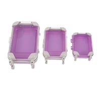 FONDOTIN 3 Pièces Lot de 3 Mini-Valisettes à Cils Violettes en ABS Résistant, Étuis Portables Organisateurs de Faux Cils pour Rangement Maison et Voyage, Boîte Compacte à Roulettes pour