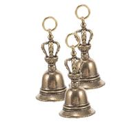 FONDOTIN 3 pièces Mini Cloches Vintage Laiton pour Bricolage Bijoux Breloques DIY Porte-clés et Décorations de Noël Petites Suspensions Artisanales