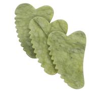 FONDOTIN 3 pièces Outil Massage Gua Sha Jade Naturel Grattoir Visage Forme de Cœur pour Massage Facial Réduit les Rides et Gonflements Améliore Élasticité Peau Compact et Léger pour Soins