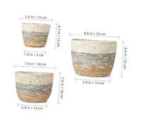 FONDOTIN 3 pièces Panier à Fleurs Tissé Main Jonc de Mer Cache-Pot Intérieur Multi-Usage pour Plantes et Fleurs Séchées Décoration Maison et Élégante