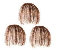 FONDOTIN 3 pièces Postiche à Frange Invisible Fausse Frange Légère et Naturelle Extensions Cheveux Synthétiques sans Tempes Accessoire Coiffure Femme pour Fêtes et Mariages
