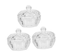 FONDOTIN 3 pièces Tasse Cristal pour Ongles avec Couvercle Bol pour Mélange Liquide et Poudre Acrylique Manucure Récipient Étanche pour Nail Art et Stockage Gel Acrylique