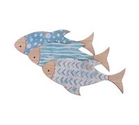 FONDOTIN 3 Pièces Wood Fish Wall Mount Ornament Coastal Sea Themed Wood Sculpture Weather-resistant Wooden Fish Decor For Bathroom Lake House Beach
