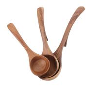 FONDOTIN 3 Pièces Wooden Soup Ladle Set With Hooked Long Handles For Cooking Serving Stirring Natural Wood Soup Spoons For Dumplings And Stews Space Saving Kitchen Utensils