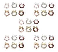 FONDOTIN 30 Pièces Décorations Nail Art Noël Breloques Métal Nœud et Couronne, Strass Scintillants, Perles Décoratives, Accessoires Nail Art Ongles pour Manucure Festive