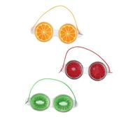 FONDOTIN 3pièces Yeux Gel Froid Masque Oculaire Anti- Pvc Confort Avec Motifs Fruits Pastèque Citron Kiwi Compresses Froides Pour Gonflements