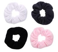 FONDOTIN 4 pièces Absorbent Plush Hair Rings Large Intestine Style Soft Flannel Hair Ropes For Elastic Sweet Decorative Headwear