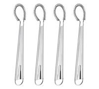 FONDOTIN 4 pièces Batteur Œufs Manuel Acier Inoxydable Spirale pour Sauces et Crème à Main sans Électricité Ustensile Cuisine Léger et Facile à Nettoyer