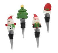 FONDOTIN 4 Pièces Bouche de vin de chapeau de Noël bouchon scellant pour bouteille de vin de Noël pour bouteilles Acier inoxydable