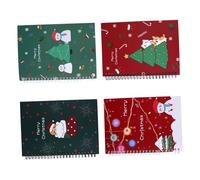 FONDOTIN 4 Pièces Lot de à Spirale Noël à Carreaux Cahiers Pratiques pour Étudiants et Journaux Intimes Carnet de Notes pour École et Famille
