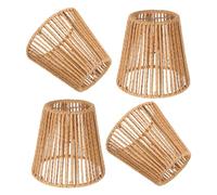 FONDOTIN 4 pièces Lot de Abat-jour Tressés Main Imitation Rotin pour Suspension Couvre-lampe Papier Style Bohème Rustique pour Salon et Chambre