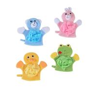 FONDOTIN 4 pièces Lot de de Toilette pour Garçon Fille Forme de Dessin de Bain Doux et Exfoliant et Portable Motifs Lapin Ours et Canard pour Bain