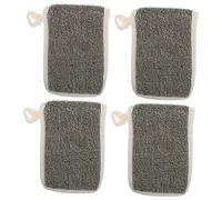 FONDOTIN 4 Pièces Sac à Savon Exfoliant Lin Noir Pochette Multi-usage pour Savon Solide Lavable et Réutilisable avec Corde de Suspension Mousse Riche pour Soin Corporel et Toilette