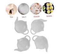 FONDOTIN 4 pièces sous-Plat Porcelaine Forme Théière Porte-Sachet de Thé Usagé Coupelle Repose Sachet Pratique pour Sauces et Condiments Résistant et Facile à Nettoyer