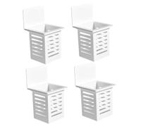 FONDOTIN 4 pièces Support de Rangement Mural sans Perçage Étagère de Salle de Bain et Cuisine Pratique et Organisateur de Toiletries Installation Facile Blanc
