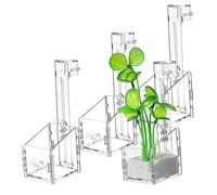 FONDOTIN 4 Pièces Support Plante Aquarium Transparent Acrylique avec Crochet Tasse pour Plantes Aquatiques Facile à Installer pour Décoration Réservoir Poissons