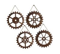 FONDOTIN 4pièces Décoration Murale Bois De Roues Dentées De Art Mural Industriel Steampunk Décor De Mur Vintage Pour Salon Bureau Et Magasin
