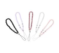 FONDOTIN 5 pièces Chaîne Téléphone Perlée Charme Cristal Décoratif Léger Portable Breloque Mode Bohème pour Smartphone Dragonne Élégante Multifonctionnelle