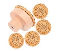 FONDOTIN 5 pièces Lot de Crochets Muraux Ronds Rotin Naturel Tressé Supports Décoratifs Polyvalents pour Clés Sacs Foulards Serviettes Rangement Pratique Intérieur et Extérieur Décoration