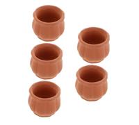 FONDOTIN 5 pièces Lot de Petits Pots Terre Cuite Vintage Céramique pour Plantes Mini Pots de Fleurs Retro Adaptés Aux Boutures et Petites Plantes Décoration Compacte pour Bureau et Maison