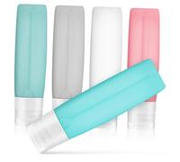 FONDOTIN 5 pièces Set de Flacons Voyage Silicone Réutilisables Étanches avec Pochette Transparente Bouteilles Rechargeables pour Shampooing et Lotion