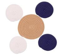 FONDOTIN 5 pièces Set de Table Rond Corde de Coton Tressée Chaleur Lot pour Protection de Table Nappes Lavables Adaptées Maison Lextérieur Accessoires Décoratifs
