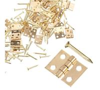 FONDOTIN 50 ensembles Mini Charnières Rétro Laiton pour Boîtes Petite Charnière Robuste pour Coffrets Bijoux Accessoires Meubles et Armoires Finition Dorée Résistance Rouille et Ouverture