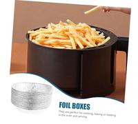FONDOTIN 50 Pièces Barquettes Barbecue Jetables Aluminium Bols Ronds Aluminium pour Friteuse à Air Contenants Alimentaires Résistants et pour Cuisson et Conservation