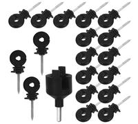 FONDOTIN 51 Pièces Isolateurs à Visser pour Clôture Électrique 50 Pièces 1 Outil de Montage, Isolateurs pour Poteaux en Bois, Plastique Haute Résistance, Protection la Pluie, Kit Complet