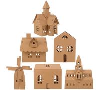 FONDOTIN 6 Pièces Kit DIY Maisons Carton pour Garçon Fille Modèles à Assembler et Décorer Maison de Jeu Créative et Éducative pour Développer la Motricité et Imagination Projet Artistique