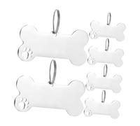 FONDOTIN 6 pièces Plaque d'identification Chien Acier Inoxydable Pendentif os gravé Accessoire Collier pour Petits Chiens et Chats élégant