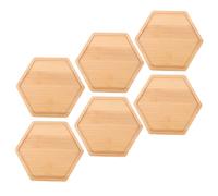 FONDOTIN 6 Pièces Supports Bambou Hexagonaux pour Plantes d'Intérieur Souterrains pour Pots de Fleurs Égouttoirs pour Plantes Bonsaïs et Micro Paysages Bases Décoratives et Légères pour