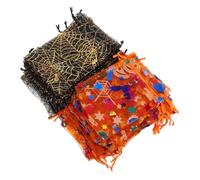 FONDOTIN 60 Pièces Halloween Mesh Drawstring Bags Spider Pumpkin Candy Pouches For Party Favors Snacks Treats Goodie Bags