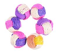 FONDOTIN 6pièces Jouets Pelote De Sisal pour Balles Tissées Colorées pour Jouets pour Morsure Et Grattage pour Intérieur
