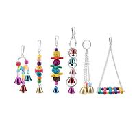FONDOTIN 6pièces Jouets pour Perroquets De Jouets à Mordre Climbing Toy Et Cloches Colorées pour Oiseaux