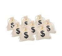 FONDOTIN 8 pièces Sac Cadeau Lot Toile avec Cordon de Serrage Pochette à Symbole pour Fête Sachet pour Bonbons et Petits Cadeaux Sac de Rangement Coton Lin