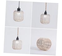 FONDOTIN Abat Jour Rotin Suspendu Tissé avec Armature Fer Lampe Moderne pour Cuisine et Salle à Manger Abat Jour pour Lampe à Suspension Style Naturel