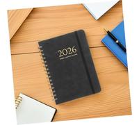 FONDOTIN Agenda Académique Cuir PU Noir Planificateur Quotidien et Hebdomadaire avec Onglets Mensuels Organiseur de Tâches et Objectifs pour Maison École et Bureau