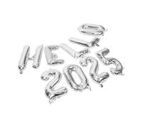 FONDOTIN Ballons Décoratifs Hello Aluminium Argenté Kit Accessoires Fête An Ballons Lettres et Chiffres Résistants pour Décoration Murale Fenêtre et Porte Fournitures pour Joyeuses