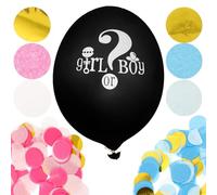 FONDOTIN Ballons Latex Garçon ou Fille avec Confettis pour Fête Genre Décorations et Colorées pour Shower et Anniversaire Set Complet