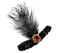 FONDOTIN Bandeau Plumes Rouge Élégant pour Femme et Fille Accessoire Costume Vintage Headband Confortable et pour Fêtes et Cosplay