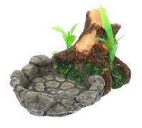 FONDOTIN Bassin Alimentation pour Reptiles Support à Eau De Style Roche Accessoires pour Terrarium Fournitures Alimentation pour Animaux Rampants
